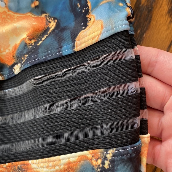 Shein Green Marble Constrast Print One-Piece Mesh Swimsuit Size 6/L - Picture 7 of 11